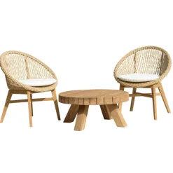 Lot n°33 Salon de jardin teck recyclé rotin synthétique 2 personnes VALERIA