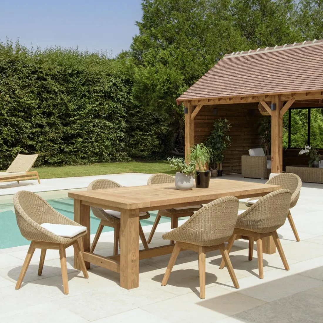 Lot n°16 Salon de jardin teck recyclé et rotin synthétique KALLY
