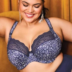 LUCIE Soutien-Gorge Plongeant - STRETCH Bleu Nuit