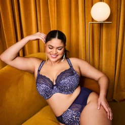 LUCIE Soutien-Gorge Plongeant - STRETCH Bleu Nuit