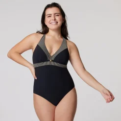 Maillot 1 Pièce avec armature Nouage Dos - Noir Chic
