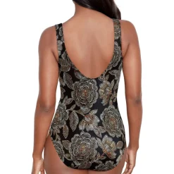 maillot 1 pièce classique noir multi en nylon