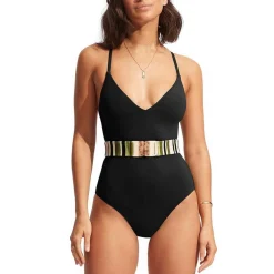 Maillot de bain 1 pièce avec ceinture - Noir Seafolly