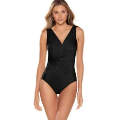 Maillot de bain 1 pièce cache-cœur armatures cachées Noir Miraclesuit
