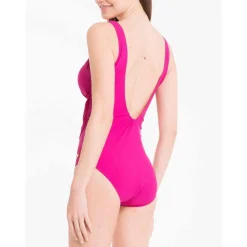 Maillot de bain 1 pièce plongeant - Rose