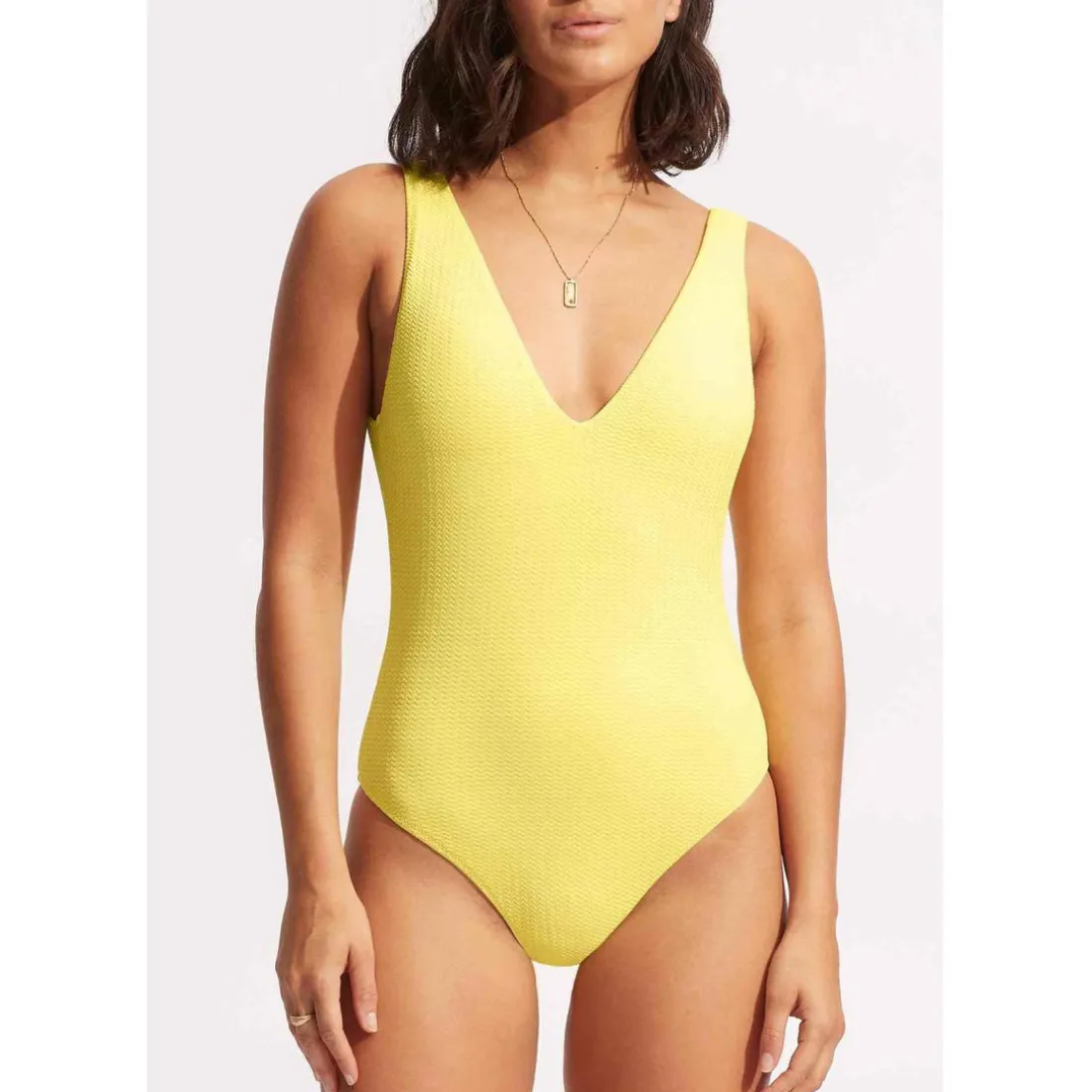Maillot de bain 1 pièce plongeant - Jaune