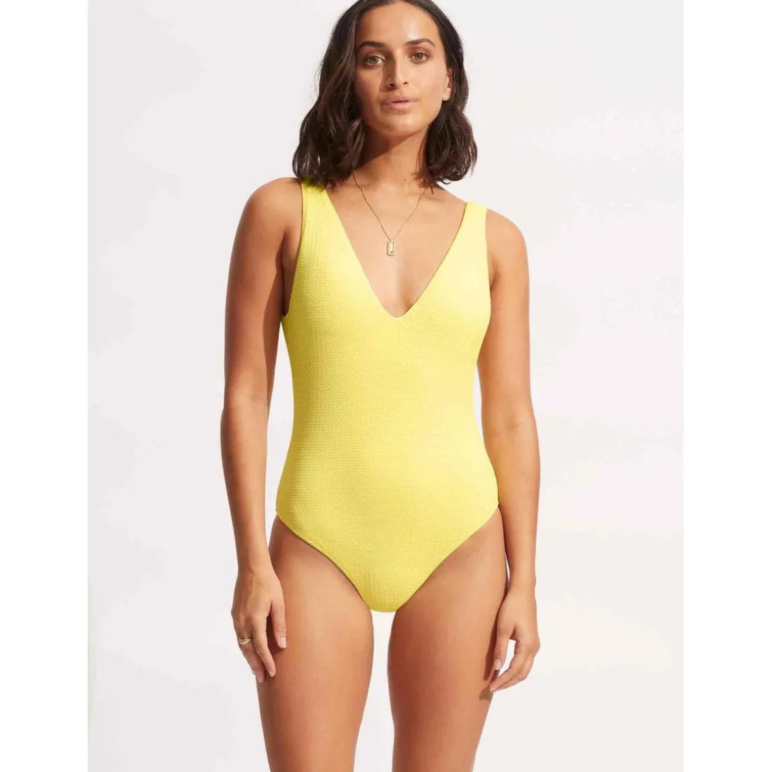 Maillot de bain 1 pièce plongeant - Jaune