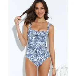 Maillot de bain amincissant, bonnets croisés bleu