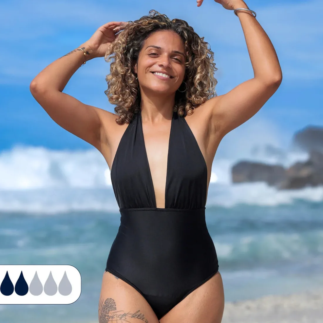 Maillot de bain Menstruel 1 pièce - Élégant - Flux Léger - Lila