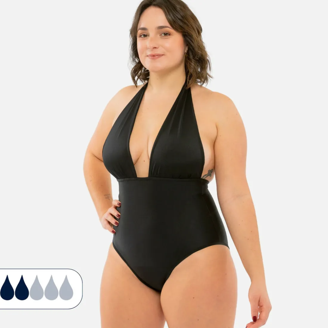 Maillot de bain Menstruel 1 pièce - Élégant - Flux Léger - Lila