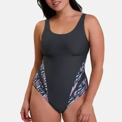 Maillot de bain piscine une pièce sans armatures gris