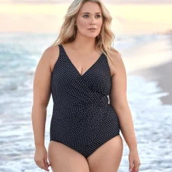 Maillot de bain une pièce gainant Bonnet B à D - Black White