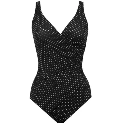 Maillot de bain une pièce gainant Bonnet B à D - Black White