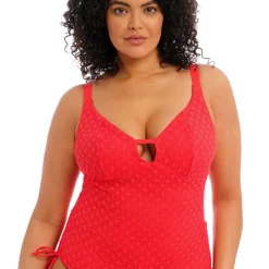 Maillot de Bain Une Pièce à Bonnet Souple Sans Armature Rouge Elomi Bain
