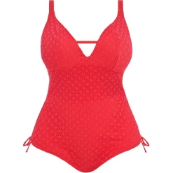 Maillot de Bain Une Pièce à Bonnet Souple Sans Armature Rouge Elomi Bain