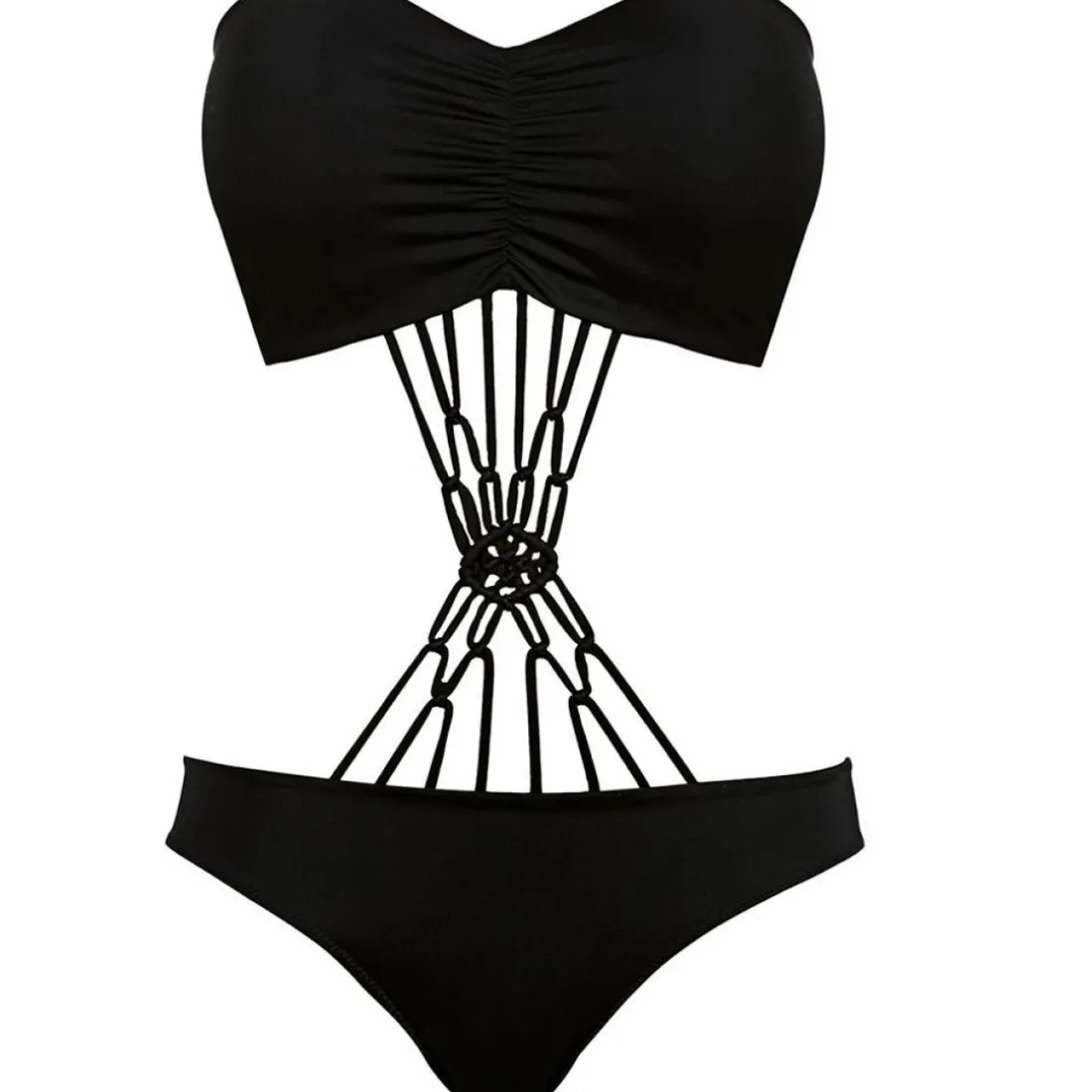 Maillot de bain une pièce bandeau-monokini Freya MACRAME black-Freya Maillots noir