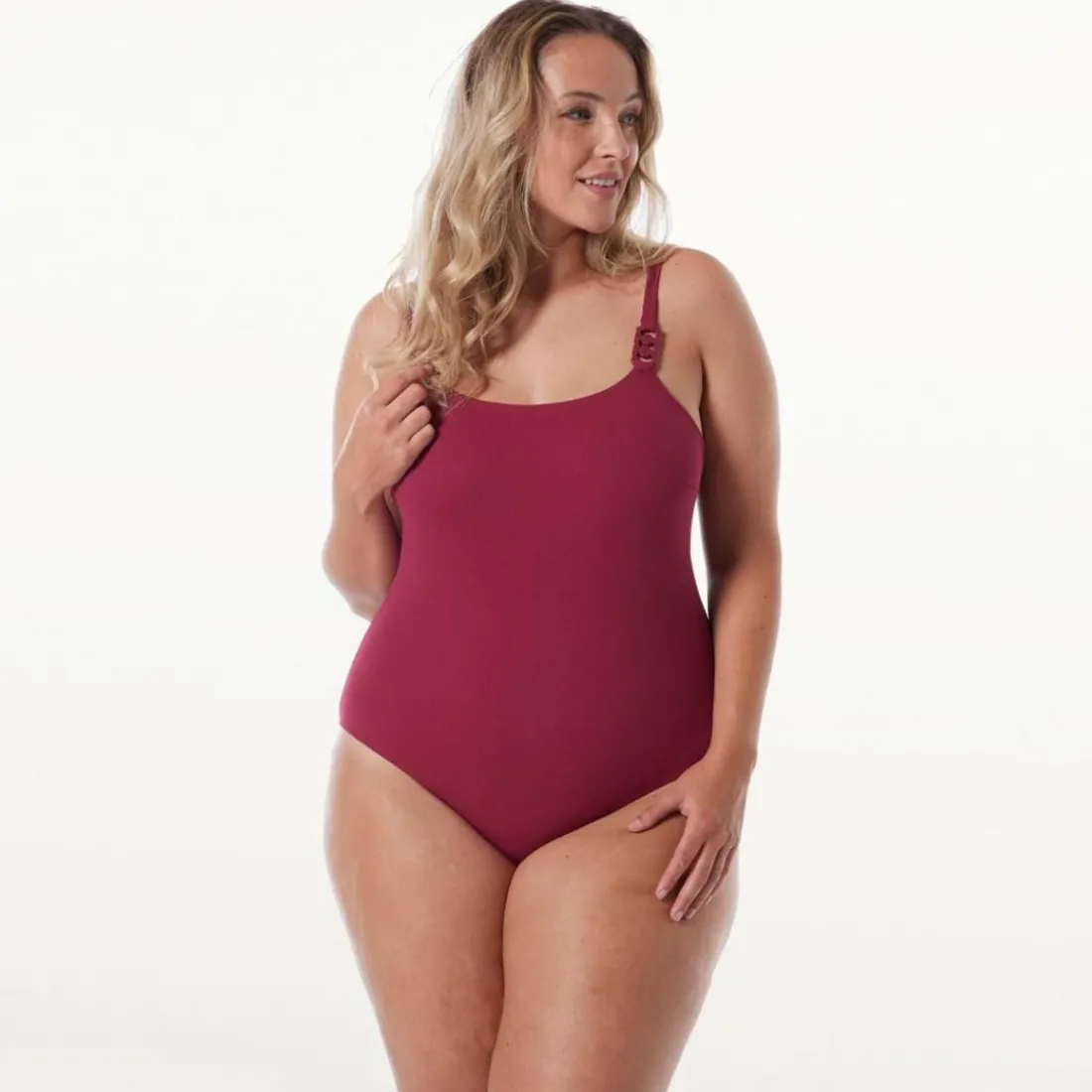 Maillot une pièce bordeau Hibiscus rouge
