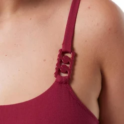 Maillot une pièce bordeau Hibiscus rouge