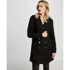 Manteau noir droit boutonné