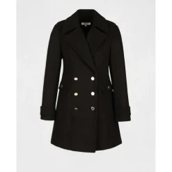 Manteau noir droit boutonné