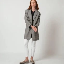 Manteau à carreaux oversize Emilio gris