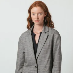 Manteau à carreaux oversize Emilio gris