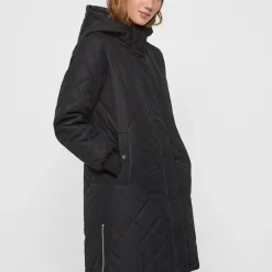 Manteau Capuche Au-dessus du genou noir