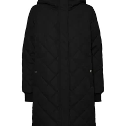 Manteau Capuche Au-dessus du genou noir