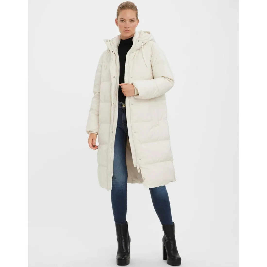 Manteau Capuche Long beige