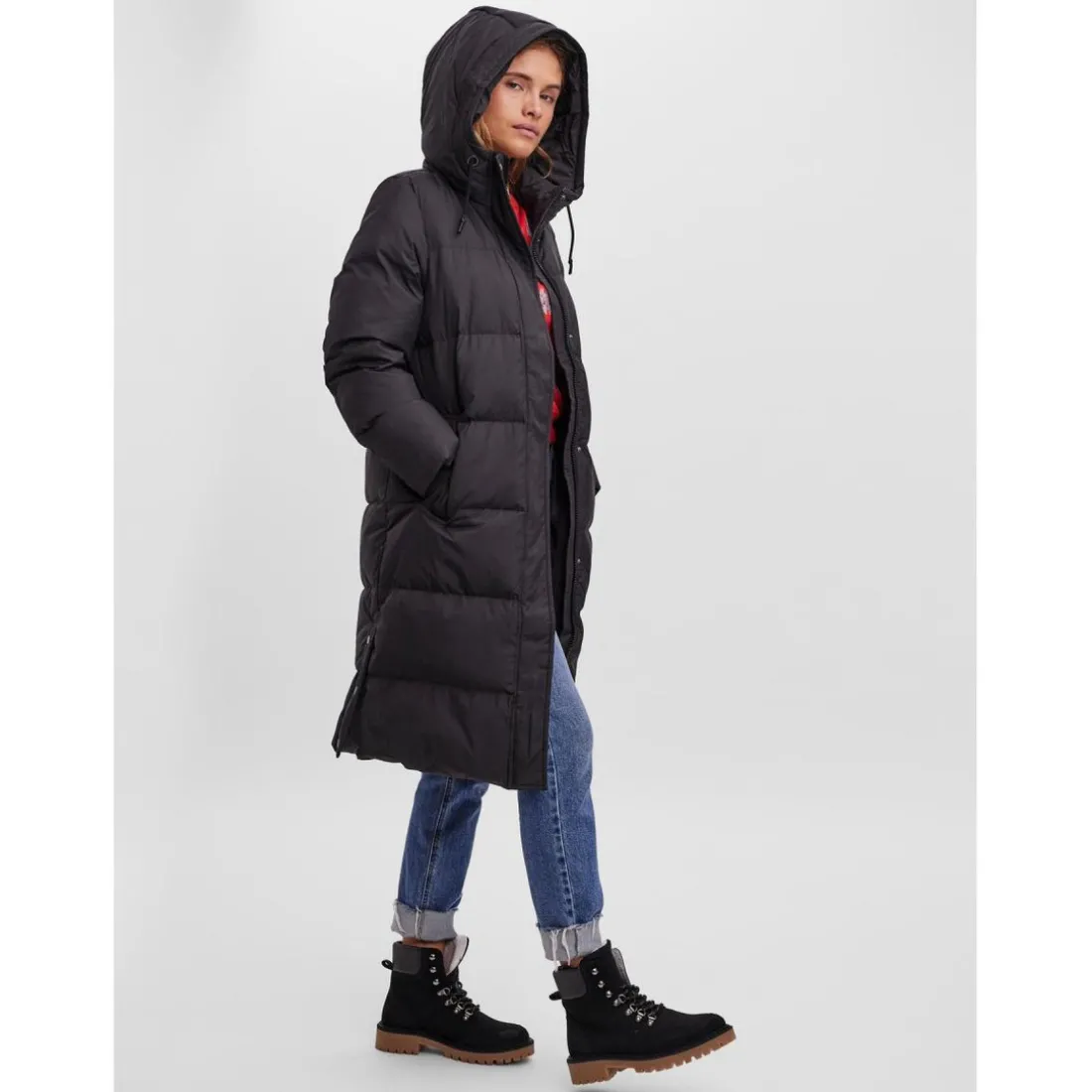 Manteau Capuche Long noir Ula