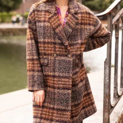 Manteau Carreaux Marron STOBY