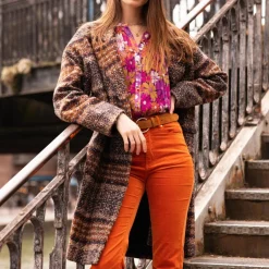 Manteau Carreaux Marron STOBY
