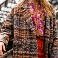 Manteau Carreaux Marron STOBY