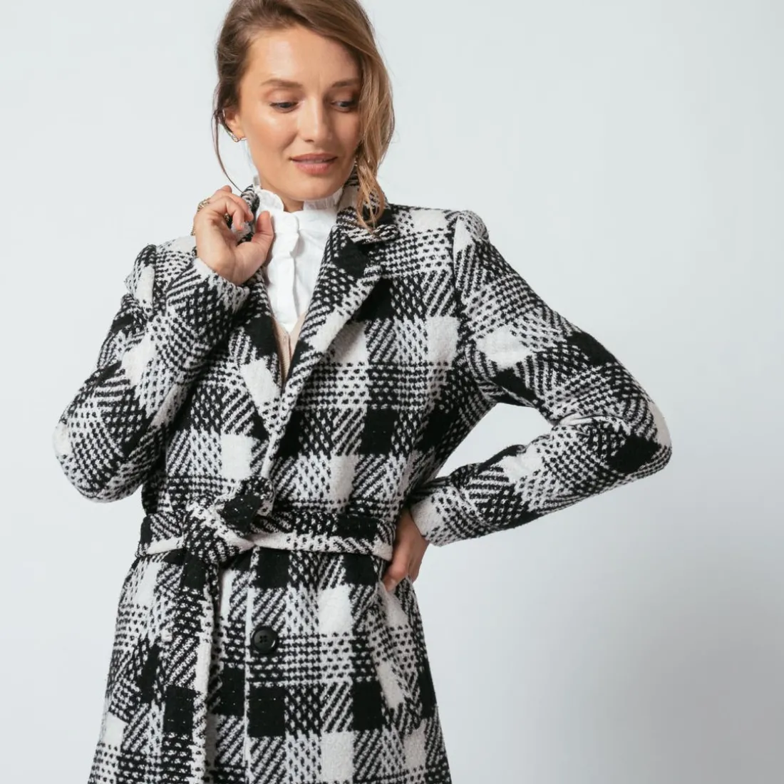 Manteau ceinturé à carreaux Ben