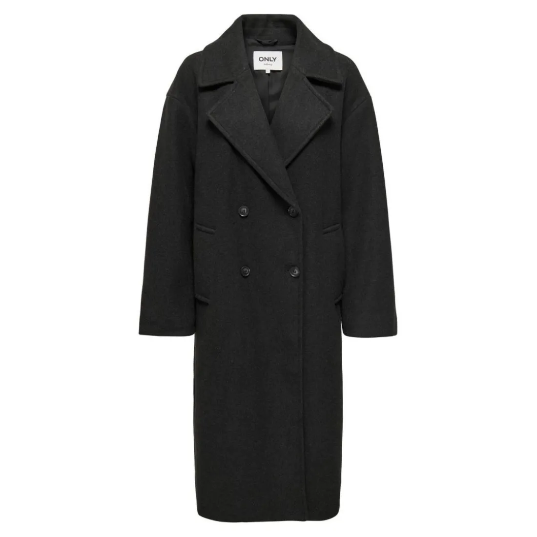 Manteau col à revers col à revers gris foncé Demi