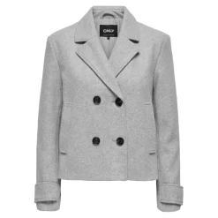 Manteau col à revers col à revers gris clair Ora