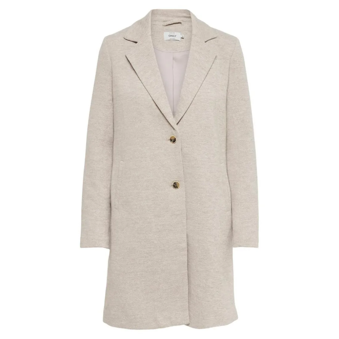 Manteau Col à revers Long gris beige en coton