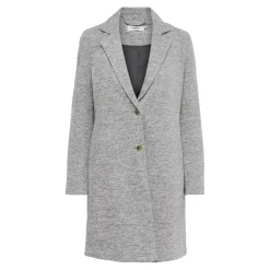 Manteau Col à revers Long gris en coton