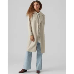 Manteau Col à revers Sous le genou blanc Eve