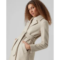 Manteau Col à revers Sous le genou blanc Eve