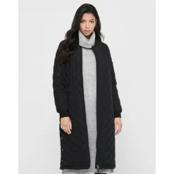 Manteau Col en V Poignets côtelés noir