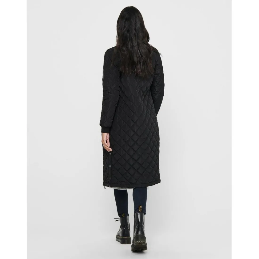Manteau Col en V Poignets côtelés noir