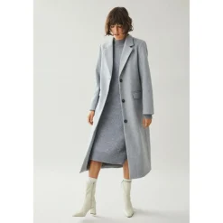 Manteau col italien gris Zoe