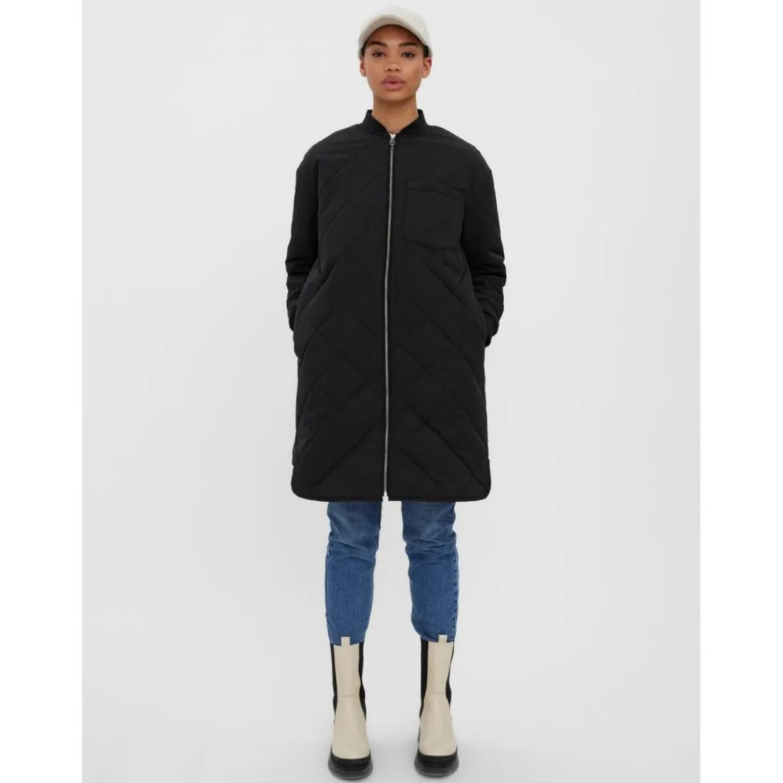 Manteau Col italien Long noir