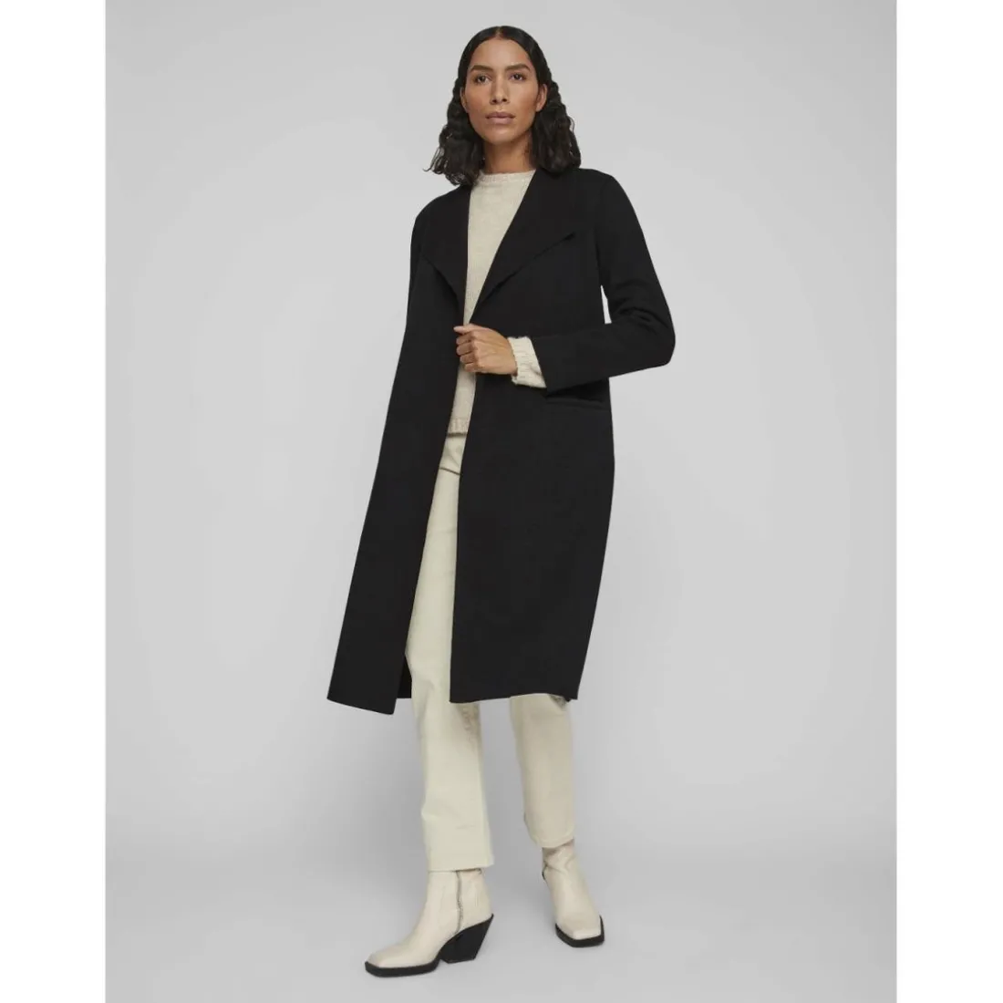 Manteau col italien noir Rae