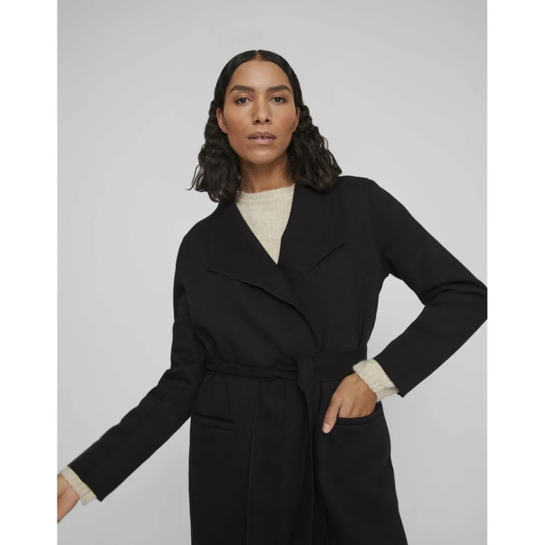 Manteau col italien noir Rae