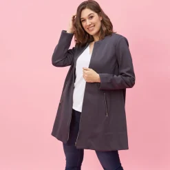 Manteau doublé manches longues épaulettes femme - Gris