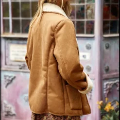 Manteau effet peau lainée NOELIA camel