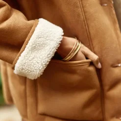 Manteau effet peau lainée NOELIA camel
