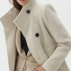 Manteau femme beige en laine